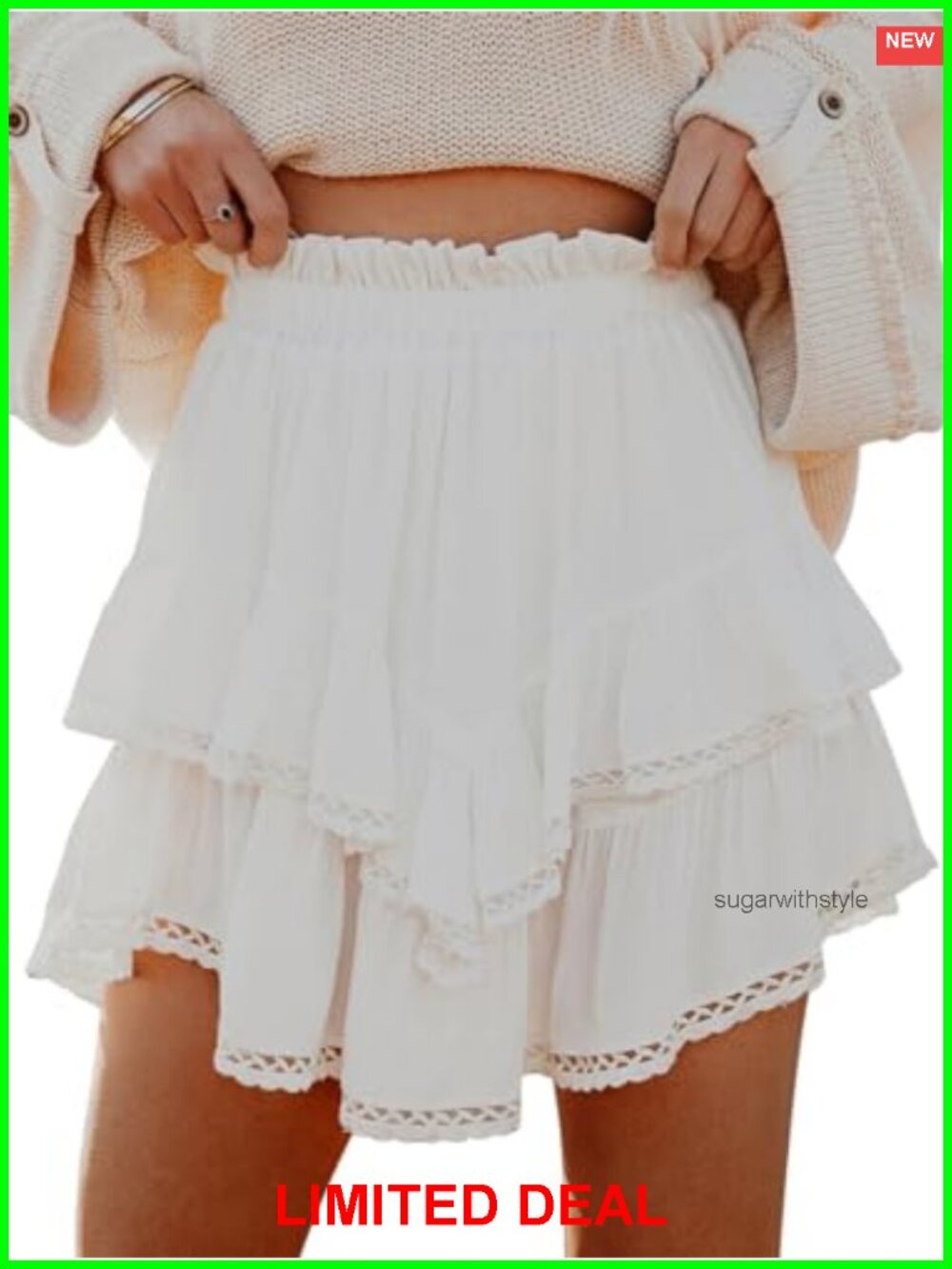 Flowy Ruffle Tiered Skorts High Waist Mini Golf Tennis Crochet Shorts